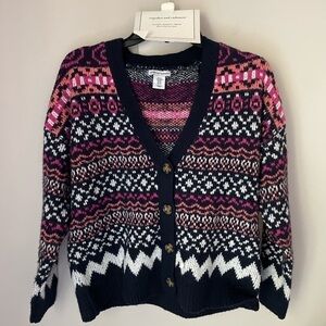 Cupcakes & Cashmere Fair Isle Cardigan and Hat Set Size XS NWT